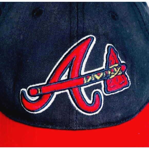 Atlanta Braves Cap Large Tomahawk Logo Outdoor Team MLB Blue Red S M Strap - Picture 3 of 12